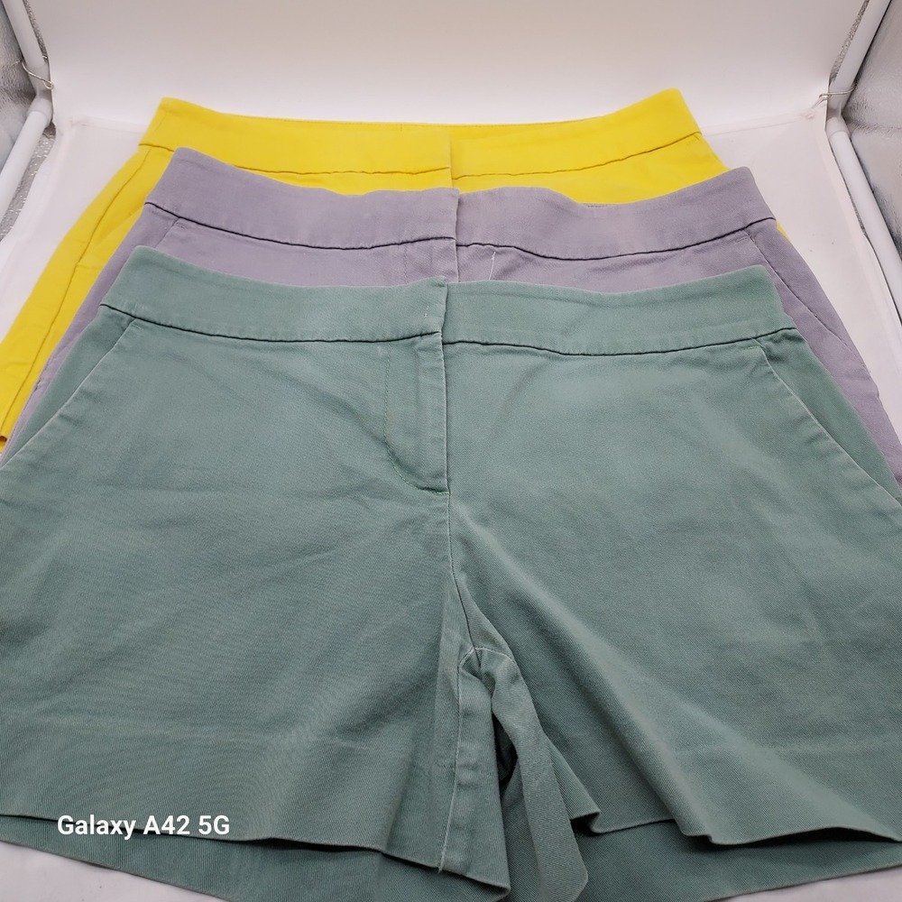 Loft Riviera Shorts Bundle Lot of 3 Green Purple Yellow Chino Cotton Stretch 4